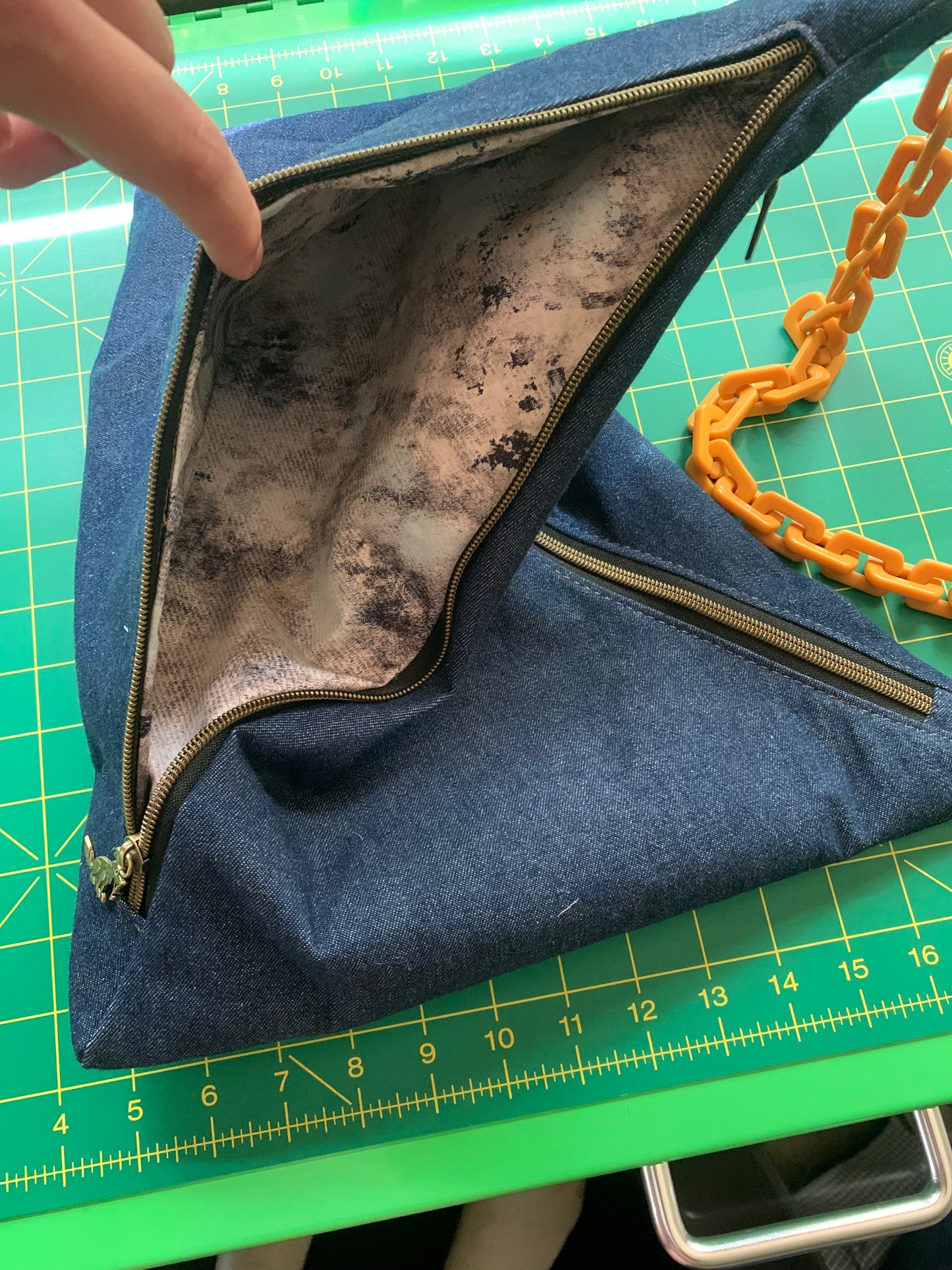 Denim Traudy Triangle Shoulder Bag